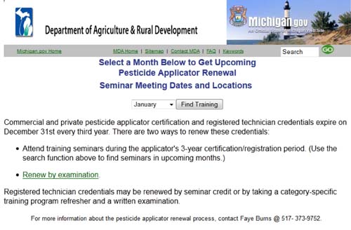 Screenshot of MDARD webpage Screenshot of MDARD webpage