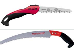 Top, folding hand saw. Bottom, rigid blade hand saw. Top, folding hand saw. Bottom, rigid blade hand saw.
