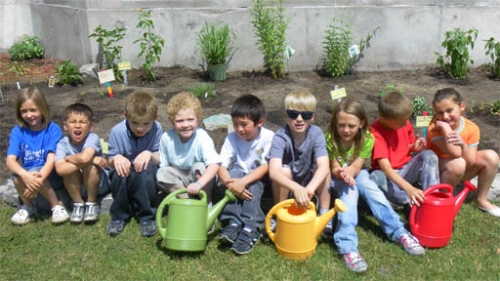 Students with their rain garden. Students with their rain garden.